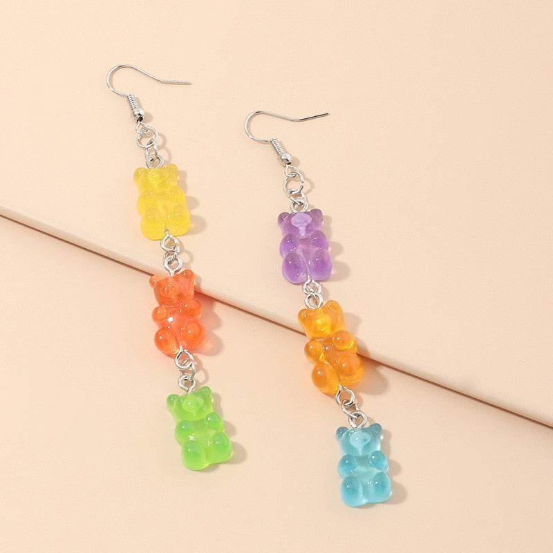 Boucles d'oreilles acier inoxydable Oursons Boucles d'oreilles insolites Boucles d'oreilles créatives en résine couleur bonbon Accessoires Oursons Boucles d'oreilles