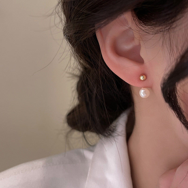 2024 Boucles d'oreilles en perles à la mode coréenne, avec un tempérament simple et polyvalent