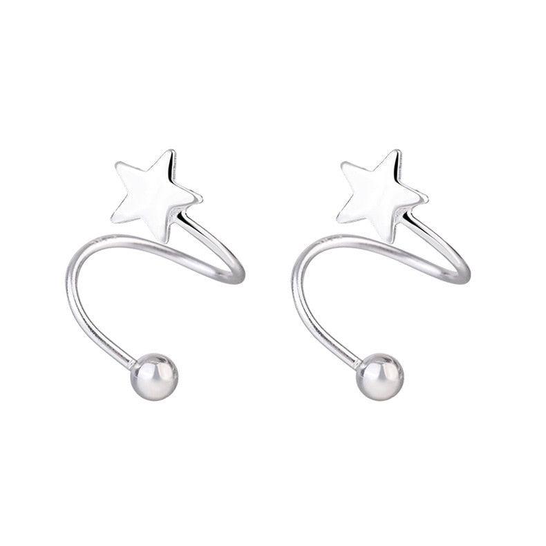 Boucle d'oreille en acier inoxydable pour piercing de la langue avec anneau torsadé en spirale Boucle d'oreille en acier inoxydable pour piercing de la langue avec étoile de coeur Boucle d'oreille en acier inoxydable pour piercing du cartilage