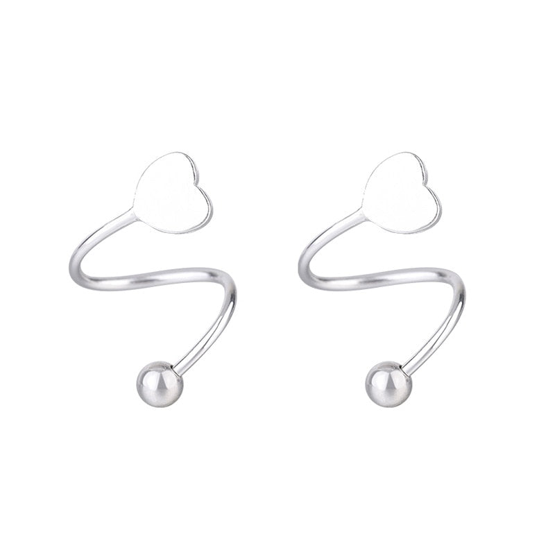 Boucle d'oreille en acier inoxydable pour piercing de la langue avec anneau torsadé en spirale Boucle d'oreille en acier inoxydable pour piercing de la langue avec étoile de coeur Boucle d'oreille en acier inoxydable pour piercing du cartilage